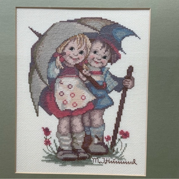 M.I. Hummel Cross Stitch Needle Point Framed Art Rare Vintage Wall Hanging Decor - Picture 5 of 11